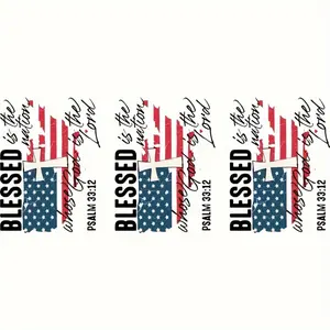 3-Pack Vintage Independence Day Iron-On Transfers - Washable and Iron-On Patches with Patriotic Flags, Bible Verses, and Cross Designs - Perfect for DIY Clothing and T-Shirts - Handcraft