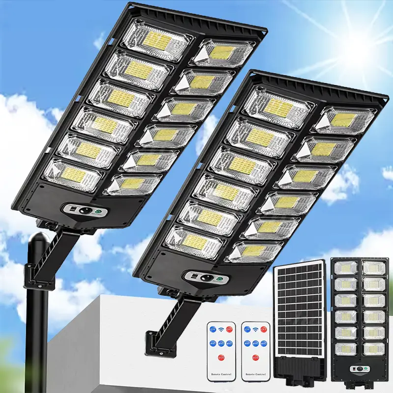 Commercial Solar Street Light LED Solar Lights Outdoor Dusk to Dawn Road Area Lamp Solar Lights Outdoor fun Yard Lighting Flood Light Cordless ABS+PS