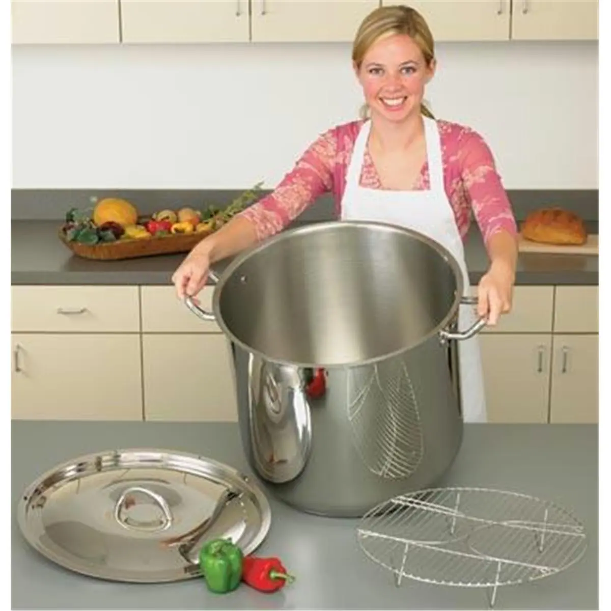 Precise Heat 65qt 9-Element Surgical Stainless Steel Stock Pot - Dual-Handled Induction Multi-Cook Steel Cookware, Dual-Handled Pots, Induction Pots