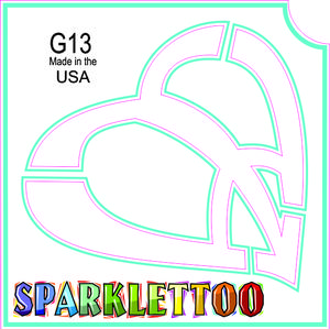 Ruby Red Paint G13-2 2 x 2 in. 2 Ply Heart Peace Sign Design Glitter Tattoo, Pack of 100