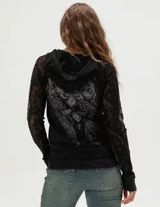 AFFLICTION Simulation Womens Lace Up Hoodie
