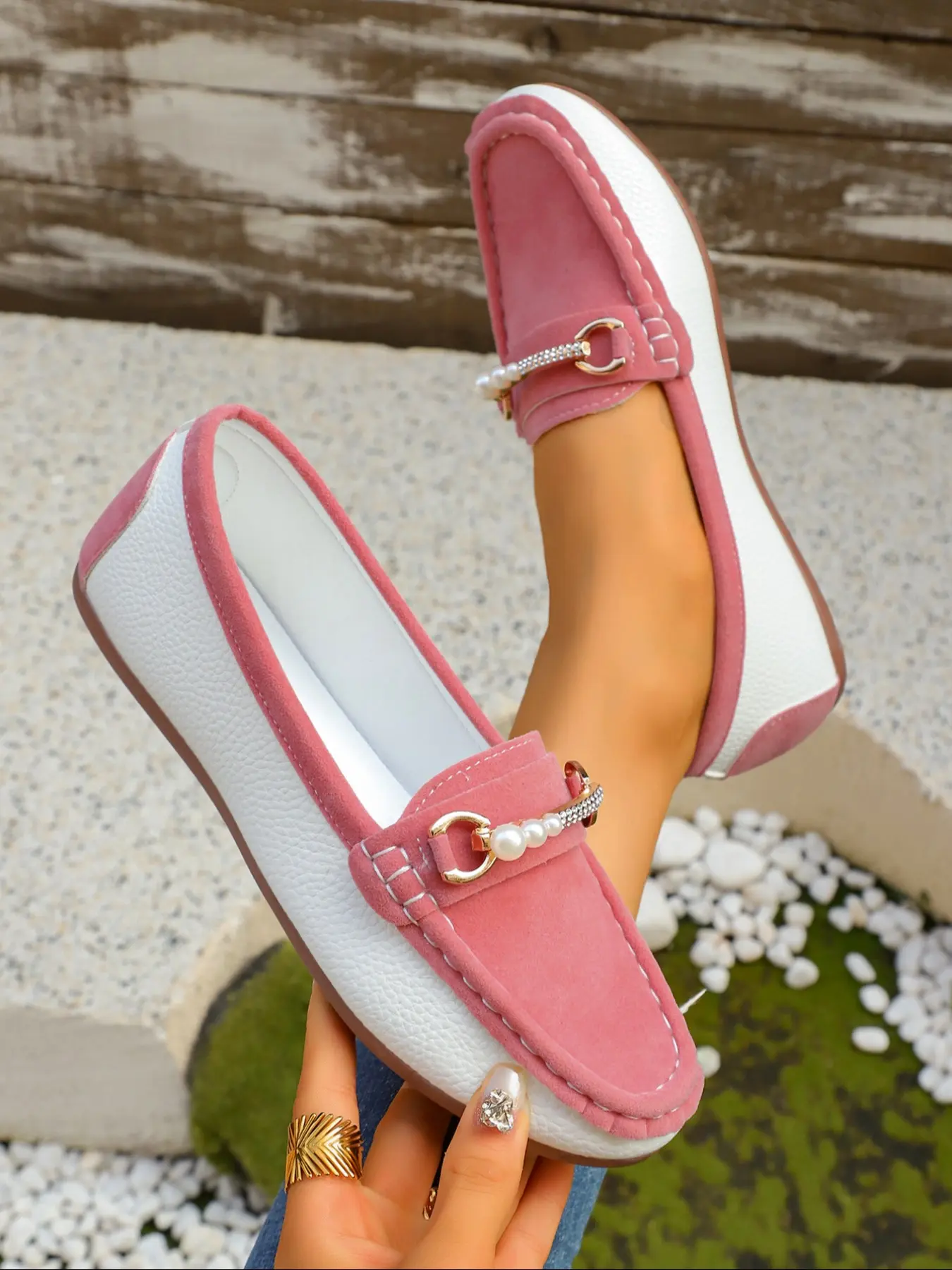 Women's Summer Breathable PU Leather Loafers, Fashionable Loafers, Slip On Flats, Soft Comfortable Rubber Shoes for Outdoor Walking, Casual Style, Spring & Fall Season, Casual Flats, Casual Trendy Flat