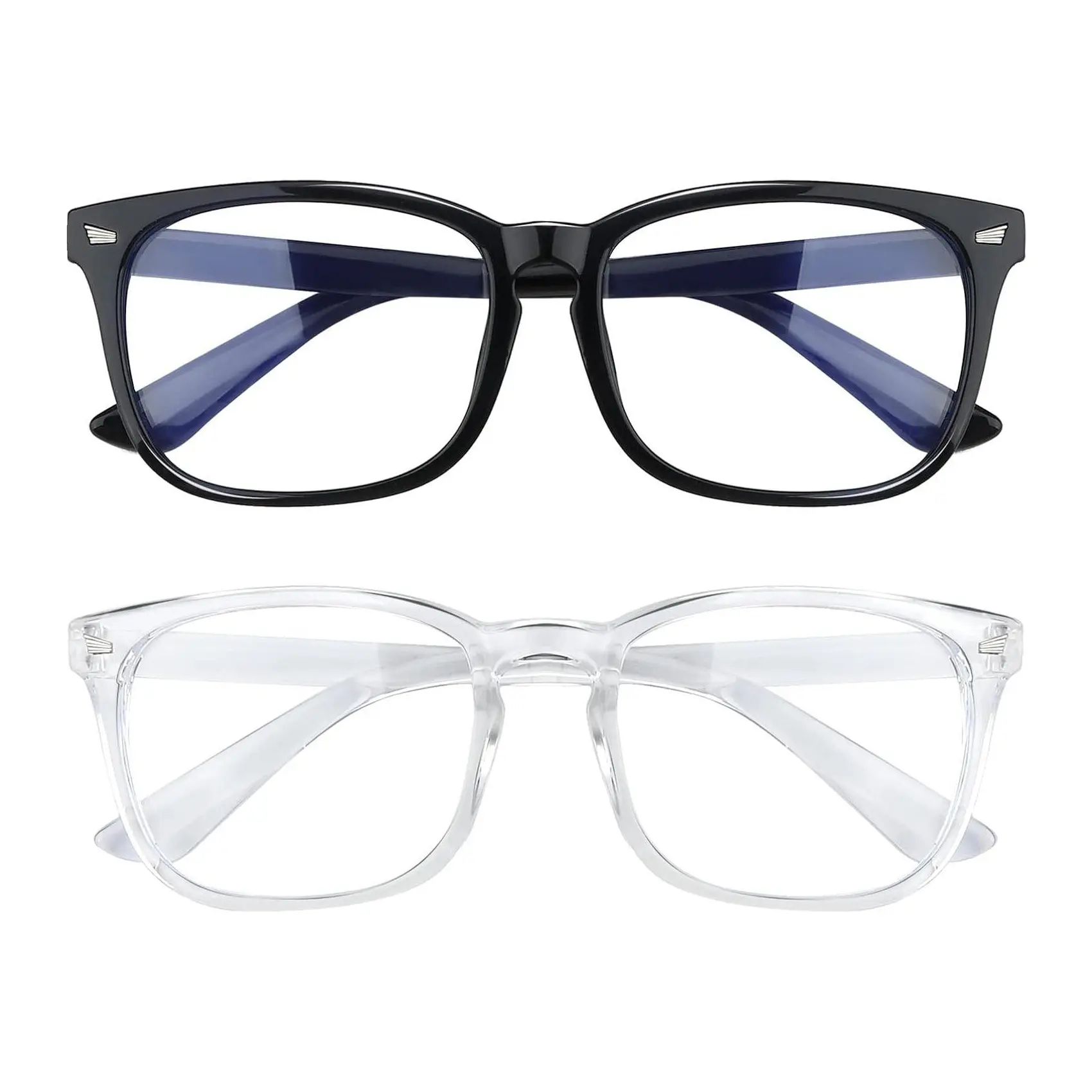 Blue Light Blocking Glasses - 2 Pack Computer Gaming Glasses for Women Men | Non-Prescription Anti Eyestrain Glasses | Clear Lens Nerd Reading Glasses