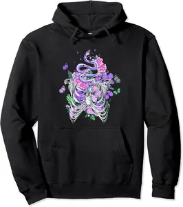 Purple Butterfly Floral Snake Shirt,Goth Butterfly Skeleton Pullover Hoodie - Meganobr Shop 46B0BD4QPG9F