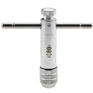 Value Collection Ratchet T-Handle Tap Wrench, 3/16 to 1/2 in Tap Capacity, 4-3/8 in Overall Length, Model TW/R/5-16, Ratchet Tap