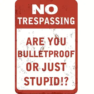 "No Trespassing" Weathered Vintage Aluminum Metal Sign - Funny Warning Wall Decor for Home Bar Coffee Shop | Durable 8x12 Inch Retro Bar Art