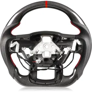 Heated Steering Wheel for F150 Raptor 2017-2020 Carbon Fiber Steering Wheel with Heated D-shaped Flat-bottom Preforated Leather Grip Hand-Stitched Compatible with Raptor with Paddle Shifters