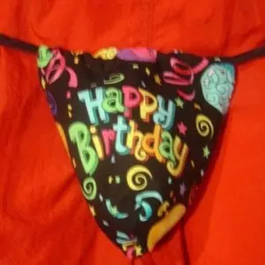 Mens HAPPY BIRTHDAY String Thong Male Lingerie Underwear