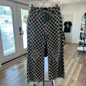 Black & White Checkered Jeans
