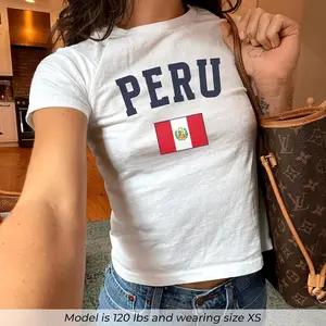Peru Baby Tee, Peru Flag Crop Top, Latina Shirt, Peru Flag Tee, Womens Peru Graphic Tee, South America Top, Baby Tee Women, Y2K Latina Shirt