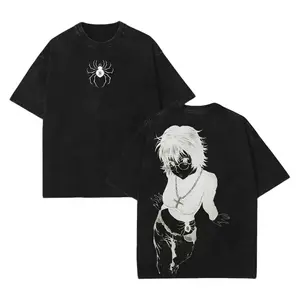 valentine shirts [Soft 100% Cotton] Shizuku Hunter X Hunter Anime Double Printed Vintage  Tee Unisex Oversize Heavyweight Cotton T-shirt for Anime Fans and Lovers
