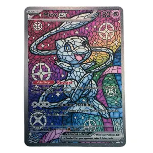 Mew ex Stained Glass Custom Card, Multiple Border Options, Bubble Holo or Textured Bubble Holo