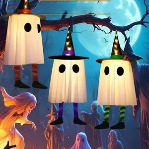 Halloween Hanging Ghost Decorations Set, Witch Hat Design, Outdoor Garden Tree Decoration, 3-Piece Set