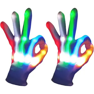 Cool LED gloves, light-up gloves, Christmas stocking stuffing, fun gifts for Halloween, Christmas, Easter and birthday parties (medium size)