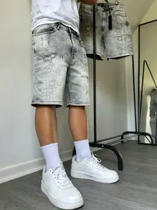 Summer ripped 5-inch denim shorts Cotton non-stretch straight cut, hip-hop Streetwear style, breathable & versatile, ideal for daily commuting casual wear