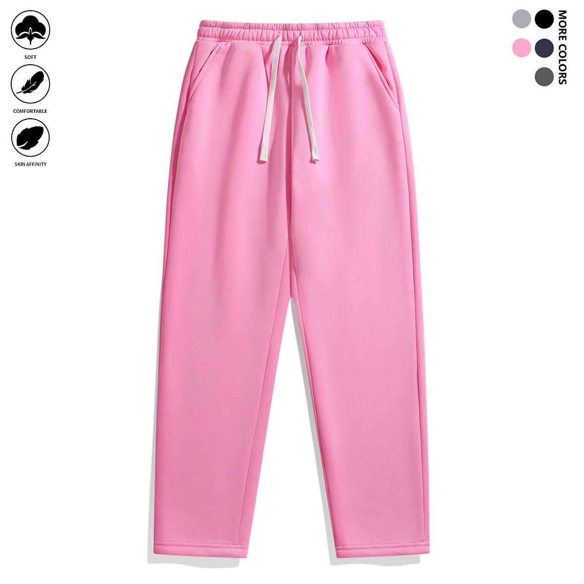 Men's fashion basic polyester joggers with pockets, solid color, slightly stretchy, regular fit casual sports pants with an elastic drawstring waistband sweatpants