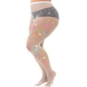 Plus Size Fishnets Laser Sparkly Fishnet Tights Stockings for Women 3XL 4XL 5XL