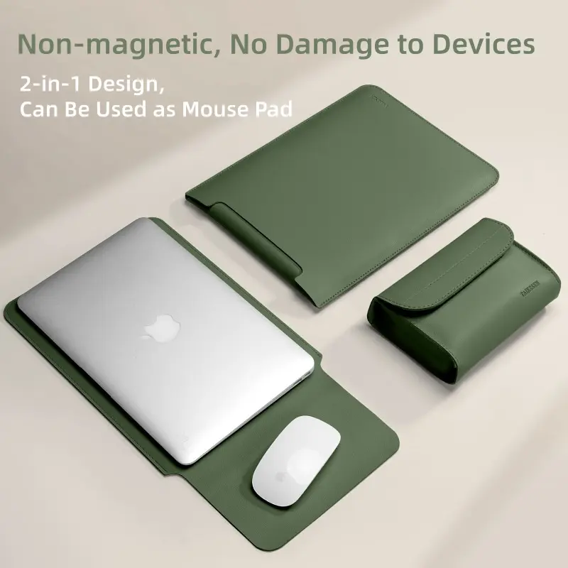 Waterproof multifunctional notebook bag features waterproof inner compartment, built-in mouse mat and independent storage space for digital accessories, comes with a free charging pouch, suitable for 11- 15.6 inch tablets and laptops-MM1