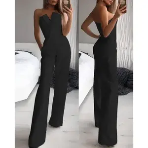 Elegant women’s solid-color sleeveless party jumpsuit — fashionable adult charm for graduation, dinner, birthday, minimalist womenswear, and anniversary overalls