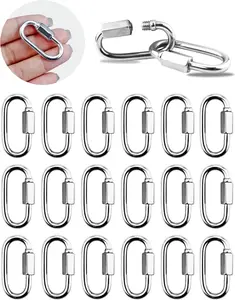 20 Pack Alloy M3.5 Chain Link, 1/8 Inch D Shape Locking Quick Chain Repair Links Pets Keychain for Outdoor