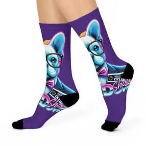 United Nerd Show Mascot Socks Retro 5.0 Design Purple with Aura and Graphic Design for Women, Men, & Kids - Fashion, Comfort, Womenswear, Vintage, Maternity, Drip 2025