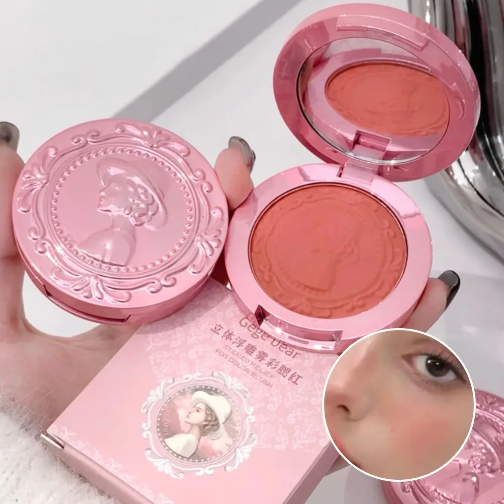 Embossed Velvet Blush Powder Natural Smooth Blendable Long Wear Face Color Beauty Cosmetics Products