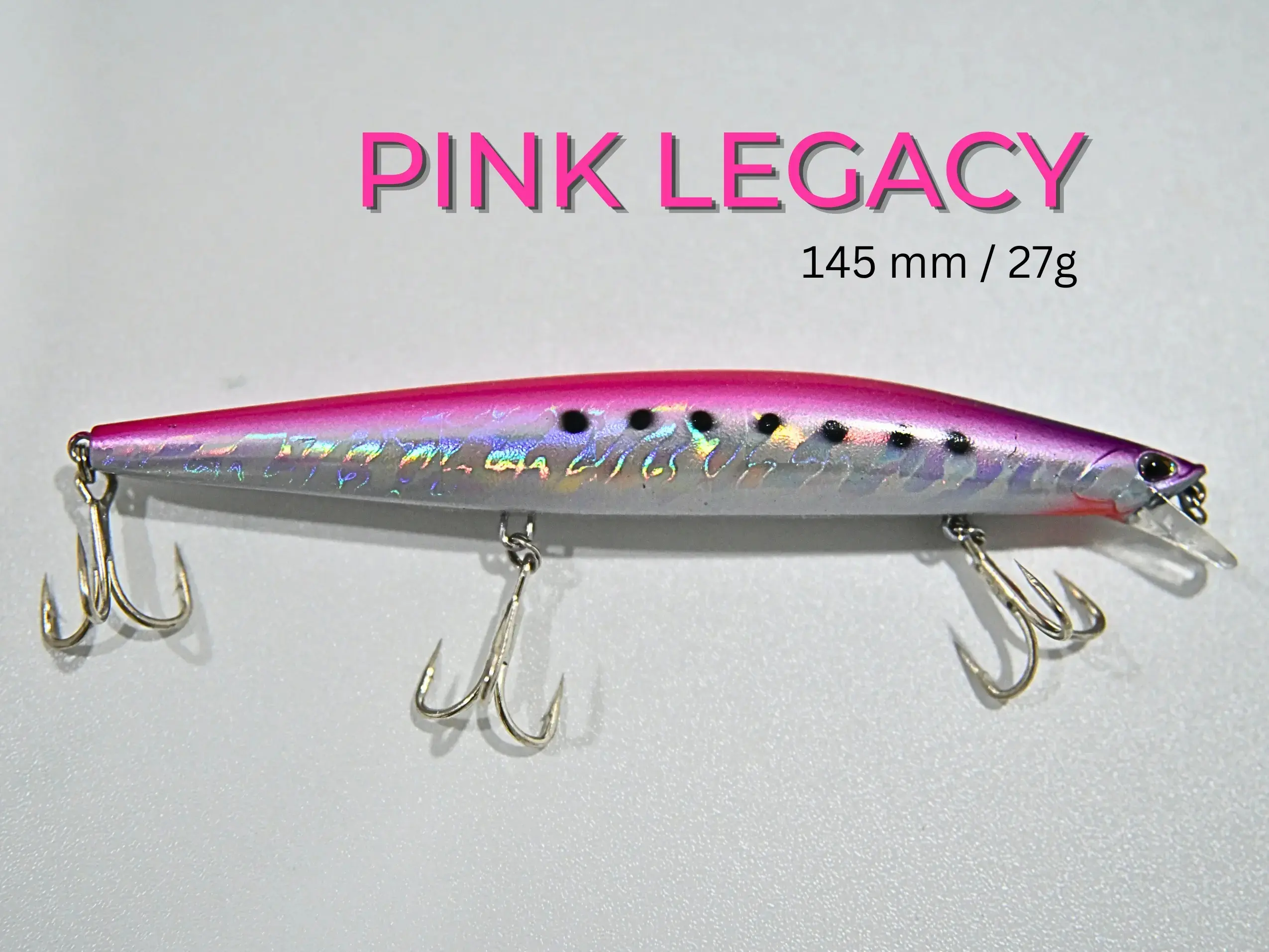 Pink Heritage Artificial Fishing Bait - 145mm, 27g, with Internal Piston System, Ideal for Barracuda, Jackfish Fishing