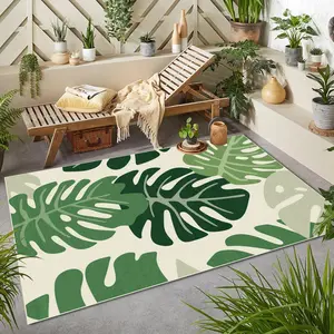 Rustic Plant Leaf Print Carpet, Washable Luxury Plush Rug for Living Room Bedroom, Home Decor Floor Mat, Decorative Area Rug, Easy Clean Large Area Rugs