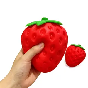 Large Squishy Strawberry Squeeze Toy Soft Fruit Model Decor Stress Relief Gift for Kids Summer Vibes Outdoor Ride Car Toy Set