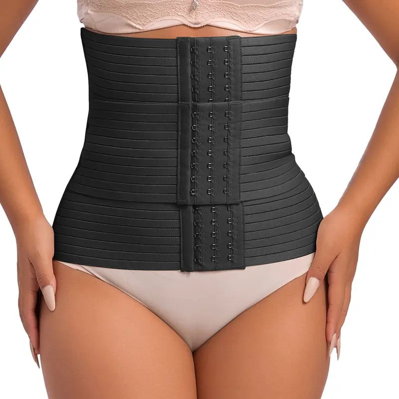 Women's Contoured Underbust Waist Trainer - Compression Fajas Corset with 3-Hook Reinforced Hardware, Steel Boning, Shaping Belt for Hourglass Figure