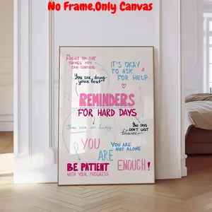 Motivational Slogan Pattern Unframed Painting, Canvas Wall Art Print, Wall Decor for Home Living Room Bedroom, Home Decor, Ornaments
