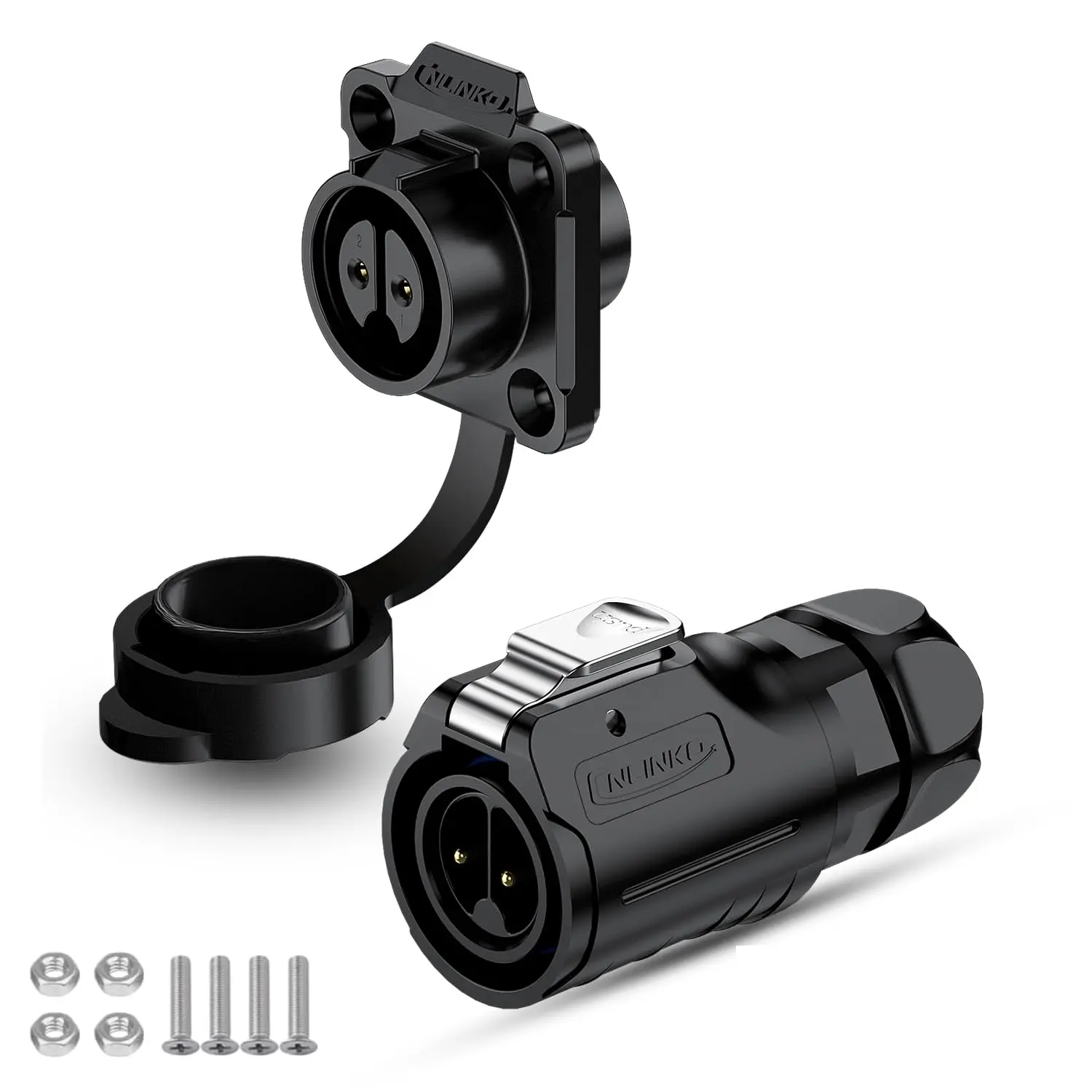 LP-16 IP68 Industrial Waterproof Connector Quick Plug Circular Connector PBT Plastic Shell Aviation Connector M16 2-9 Pin Flan Socket (2 Pin)