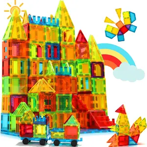 ALPHA GROUP 131PCS Magnetic Tiles Set with 2 Cars for Kids Age 4-8 STEM Magnet Blocks for Creative Play Safe & Versatile Building Toys for Toddlers 3-5