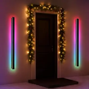 71 in Outdoor Wall Light, 2pack Modern Exterior Wall Light LED RGB/White/Dimmable, Black Waterproof Linear Strip Outdoor Lights with Remote App for House