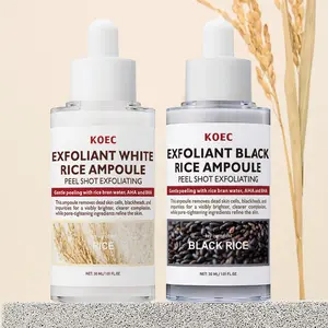Rice Peel Shot Glow Exfoliant Ampoule Duo,White & Black Rice Exfoliator Peel Shot Serum 2pcs,Skin Peeling for Body,Blackheads Remover for Face & Face Pore Minimizing & Gentle Shot