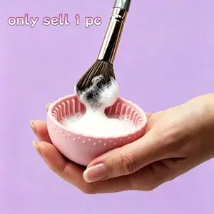 Silicone Makeup Brush Cleaning Bowl, Makeup Brushes Cleaner, Includes 1 Brush Cleaning Pad and Scrubbing Pad, Ideal for Eyebrow, Face, Blush, Eye Makeup Brushes