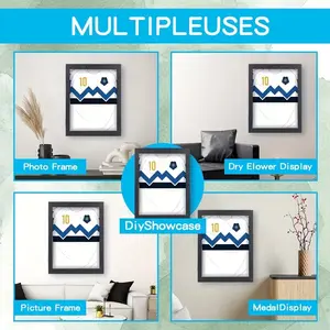 Black, white, brown sports jersey display case, 18x14 optional, transparent display highlights jersey collection beauty, heavy-duty frame prevents collapse, versatile for fan caves, game rooms, home display, Durable Sturdy Frame