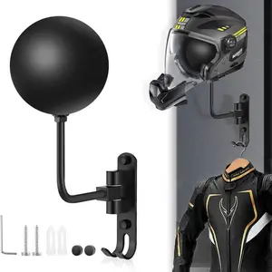 Helmet Holder Wall Mount, Helmet Hook Display Stand, 180 Degree Keychain Organizer, Suitable for Football Helmets, Bike Helmets