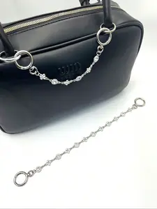 Silver Color Four-Leaf Clover Bag Chain with Rhinestones, Finely Detailed, Replacement Shoulder Strap Extension, Wristlet Clutch Chain Accessory