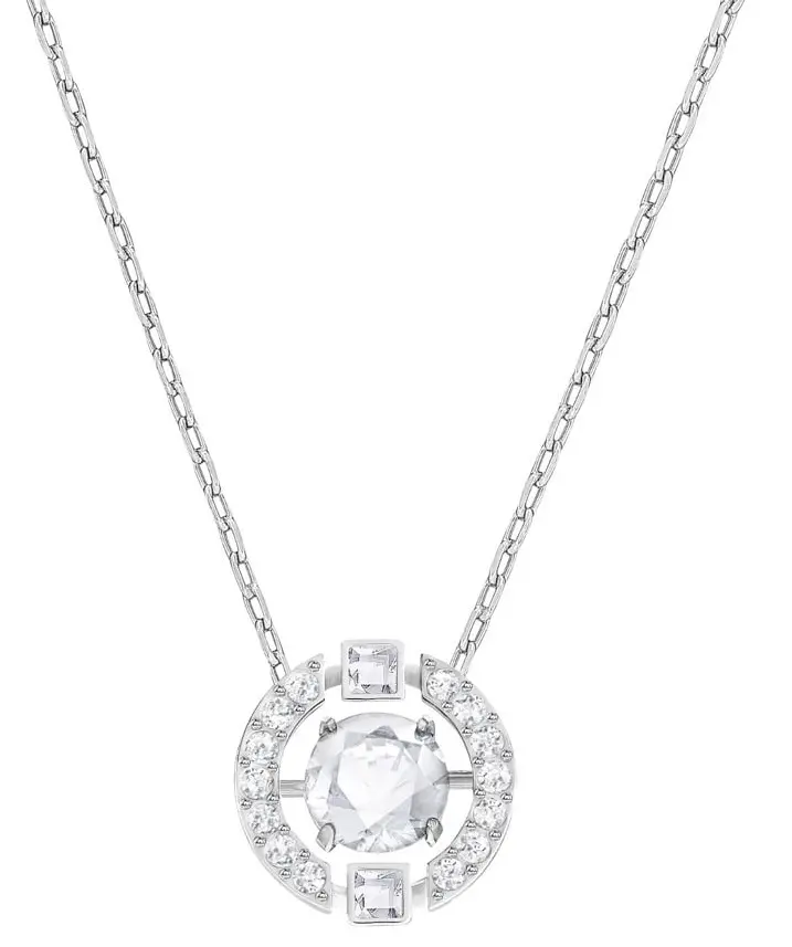 Swarovski Sparkling Dance Crystal Metal Necklace, Playful Silver Necklaces & Pendants for Daytime Wear - 5286137