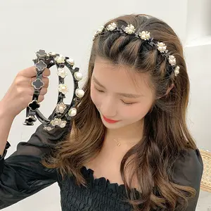 New trendy pearl headband, braided headband, hair clip for bangs and stray hairs, easy-to-use hair clip for face washing