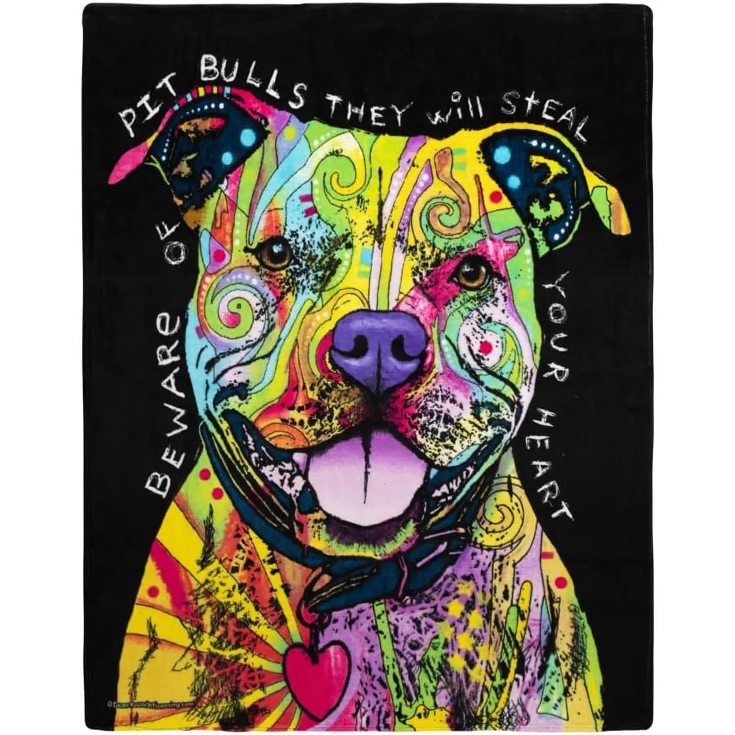 Flannel Blanket | Dean Russo Colorful Pitbull Flannel Throw Blanket, Soft Cozy Blanket For Adults Kids Bed Couch Sofa Travel, Perfect Dog Lover Gift | Home & Gift