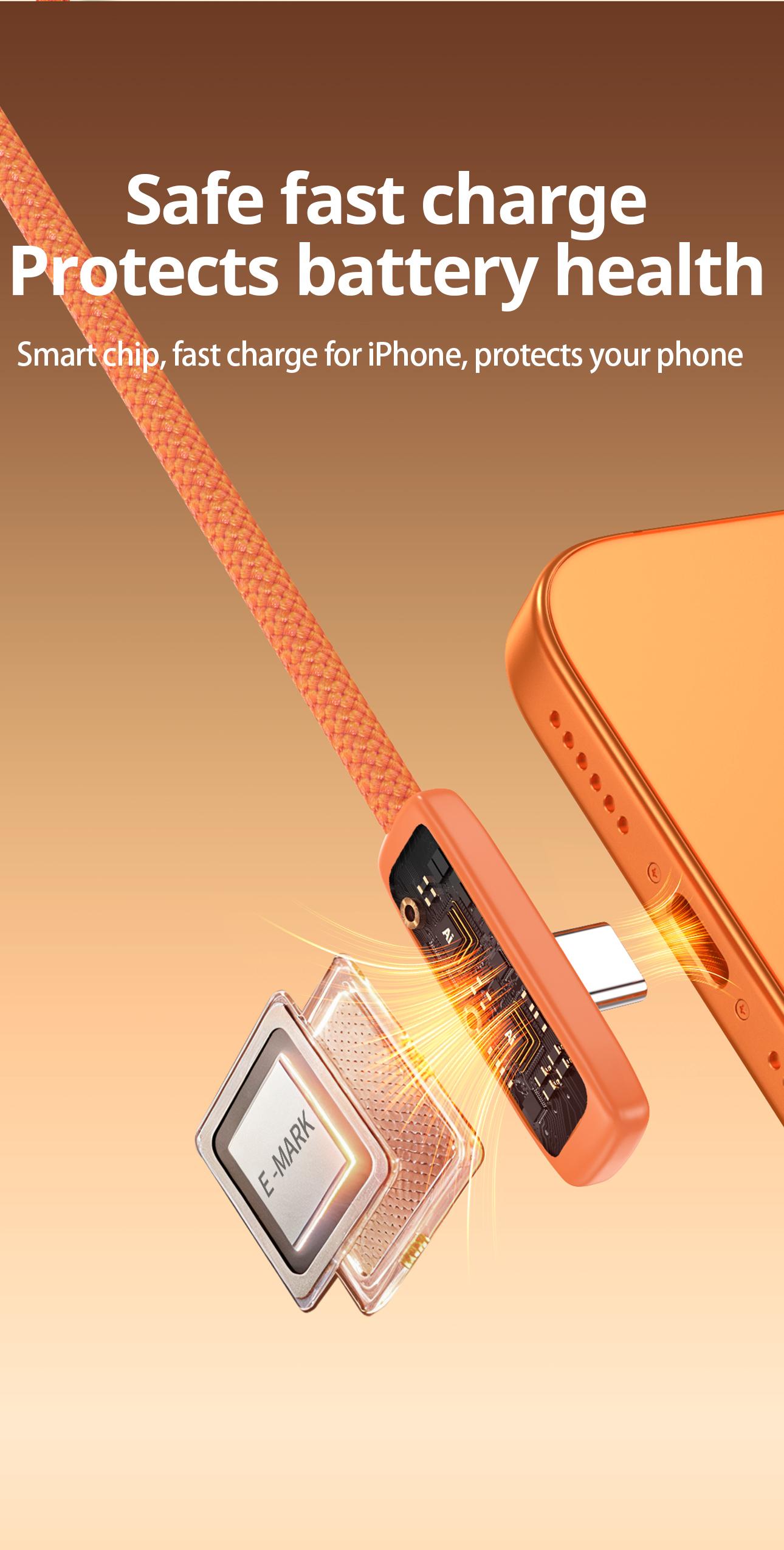 Compatible with iPhone 17 Pro Max charging cable, portable charger for iPhone 17 Pro, curved gaming fast-charging cable, 45W convenient iPhone charger suitable for gaming, watching shows/movies, travel, 3.3 ft, available in packs of 1, 2, or 3.