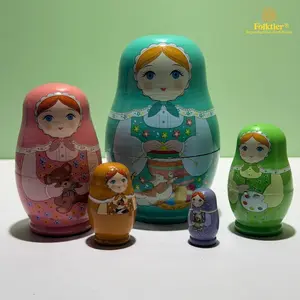 1 Set Russian Nesting Dolls, Flower Skirt Girl Matryoshka Dolls, Matryoshka Dolls For Children, Wooden Educational Toys for Kids, Crafts & Collectibles, Ideal Gifts for Christmas New Year Birthday Party Wedding