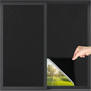 [New Deal] Blackout Window Film, Light Blocking Room Darkening Frosted Privacy Cling for Glass, Black Out Shades Window Tint
