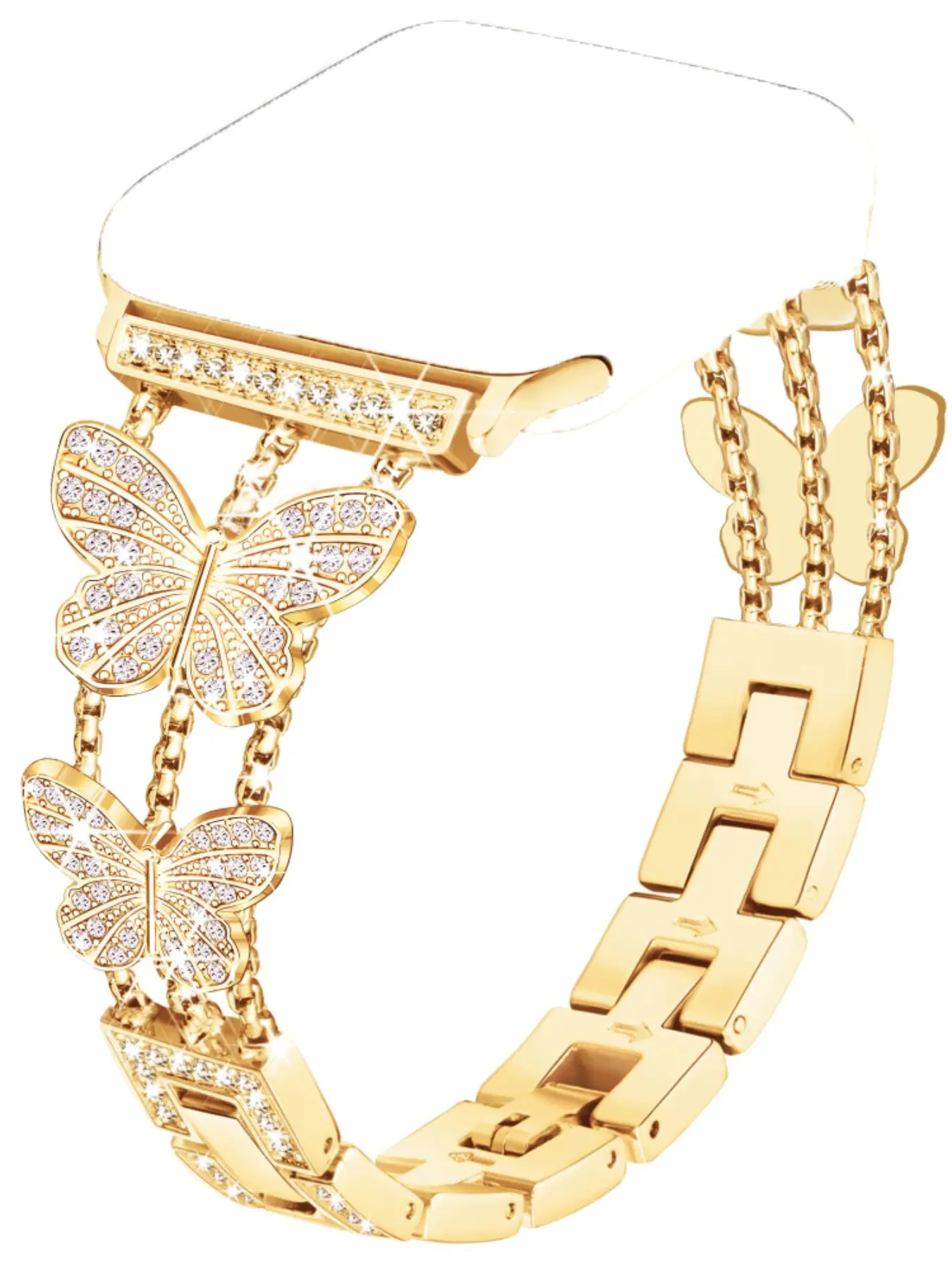 Shiny Rhinestone Fairy Butterfly Watch Band Smart Watch Straps Compatible with 38/40/42/44/45/46/49mm Apple Watch Series 1-11 / SE / Ultra Sweet Vibe Smart Watch Accessories for Daily Outings(Watch Not Included)