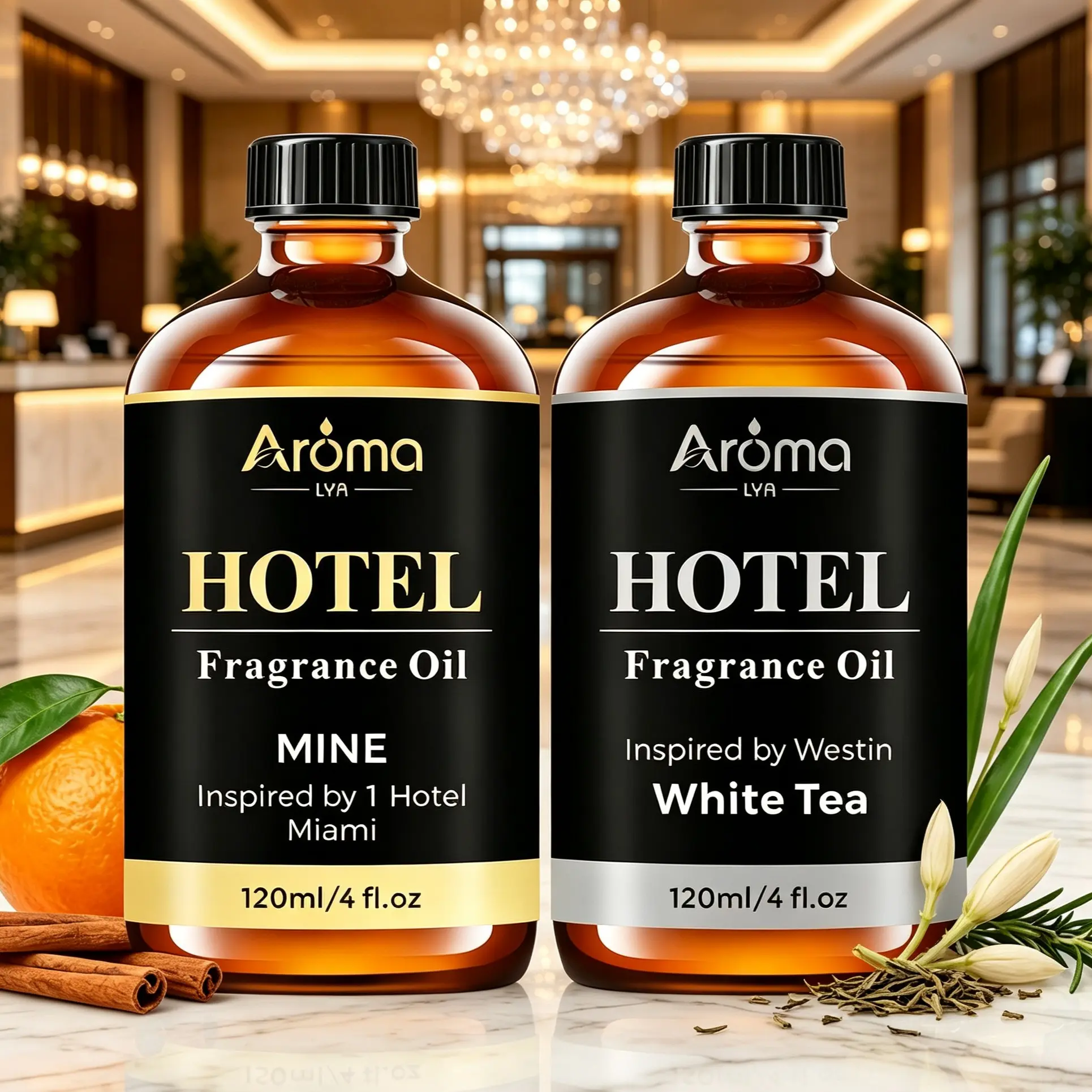 Luxury Hotel Scented Diffuser Oil 120ml/4fl oz - My Way Inspired by 1 Hotel Miami Fragrance Oil - Westin White Tea Aromatherapy Oil for Diffusers