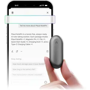 NotePin Voice Recorder, AI Voice Recorder, App Control, AI Notetaker, AI Transcribe & Summarize, Support 112 Languages, 64GB Audio Recorder for Lectures, Meetings, Cosmic Gray, Non-S Version