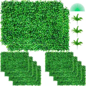 Father's Day Gift VEVOR Artificial Boxwood Panel UV 10pcs Boxwood Hedge Wall Panels Artificial Grass Backdrop Wall 24X16" 4cm Green Grass Wall Fake Hedge for Decor Privacy Fence Indoor Outdoor Garden Backyard