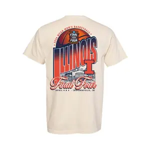 Illinois Fighting Illini Ivory Final Four Bound 2026 Basketball Tournament T-Shirt, Stadium Graphic Short Sleeve Tee, March Madness Fan Shirt, College Sports Game Day Outfit Unisex Casual Wear